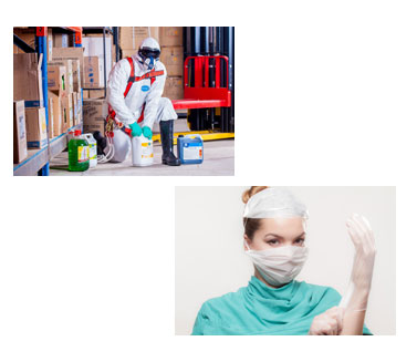 Arbeitsschutz durch Schutzausrüstung, Schutzkleidung, Klinikausstattung, Hygiene